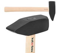 KOTARBAU® Marteau - Acier - 2 kg - Massette - Masse Outil - 40 cm - Marteau Forgeron - Masse pour Fendre Le Bois - Noir Naturel - avec Manche en Bois - Ergonomique