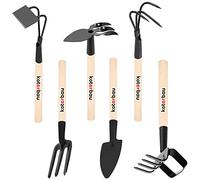 KOTARBAU® Mini Outils de Jardin avec Manche en Bois 6 pcs Ensemble d'outils de Jardin Râteau Houe Mini Truelle Petite Fourchette de Jardin Accessoire de Jardinage Accessoires de Plantation