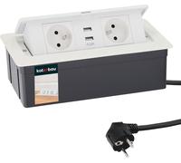 KOTARBAU® Multiprise escamotable 2x avec port USB Aluminium Blanc