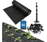 KOTARBAU® Non-tissé anti-mauvaises herbes 110 g/m² Non-tissé anti-mauvaises herbes pour jardin 1,1 x 100 m avec ancrage de terre Noir PP Non-tissé pour jardin Non-tissé anti-mauvaises herbes perméable