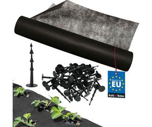 KOTARBAU® Non-tissé contre les mauvaises herbes 1,6 x 100 m Non-tissé contre les mauvaises herbes pour le jardin 50 g/m² PP noir Ancrage de terre Non-tissé contre les mauvaises herbes perméable à l'ea