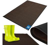 KOTARBAU® Paillasson 80 x 120 cm, paillasson en polyester + PVC | Paillasson d'intérieur et d'entrée, dessous antidérapant, robuste et absorbant, noir + doré