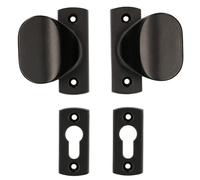 KOTARBAU® Paire de boutons de 125 mm avec rosettes et carrées pour cylindre profilé (jeu de boutons, noir)