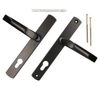 KOTARBAU® Paire de poignées 90 mm avec long bouclier noir pour cylindre profilé moderne universel