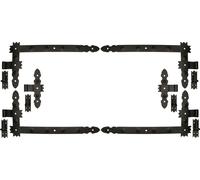 KOTARBAU® Paumelle d'angle fer forgé décoratif 600x50 mm + paumelle centrale 6 pcs. jeu avec gonds à visser pour portes portails