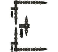 KOTARBAU® Paumelle d'angle forgée 600x460 mm Jeu de 2x charnières + gonds et paumelle centrale Jeu complet pour portails