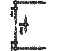 KOTARBAU® Paumelle d'angle forgée 800x460 mm Jeu de 2x charnières + gonds et paumelle centrale Jeu complet pour portails