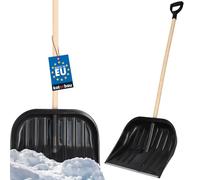 KOTARBAU® Pelle À Neige 48 cm avec Manche en Bois Pelle en Plastique Renforcé avec Raccords en Métal avec Manche Ergonomique Noir 128 cm