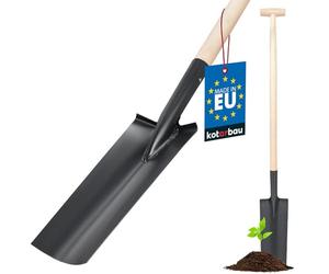 KOTARBAU Pelle de drainage 380 x 147 mm pour manche de 38 mm de diamètre - Lame en acier longue étroite pour transplantation avec manche en bois
