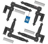 KOTARBAU® Penture équerre 250 x 230 mm avec Gond 4 x Charnière d'angle Charnière de volet Charnière de Porte de fenêtre Enduite de Poudre Noire