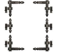 KOTARBAU® Penture Équerre 300 x 300 mm avec Gond 6 Pièces Charnière d'Angle Charnière de Porte Noire Enduite de Poudre Quincaillerie de Construction