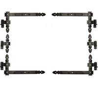 KOTARBAU® Penture Équerre 600 x 300 mm avec Gond 6 Pièces Charnière d'Angle Charnière de Porte Noire Enduite de Poudre Quincaillerie de Construction