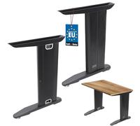 KOTARBAU® Pieds de bureau H : 72,5 - 73,5 cm - Hauteur réglable - Pieds de table réglables en métal noir - Pieds de meubles avec couvercle