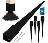 KOTARBAU® Pieds de poteau en acier pour pergolas, tonnelles, 61 x 61 x 750 mm, lot de 4, noir