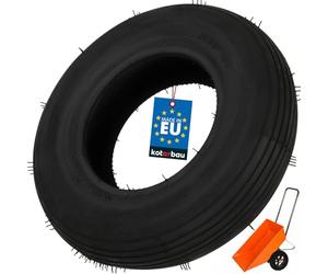 KOTARBAU® Pneu Brouette - 4.00-8 - Gomme - ⌀ 38 cm - Noir - Roue De Rechange - Pneu Remorque - Résistant - pour Chariot Jardin Bricolage