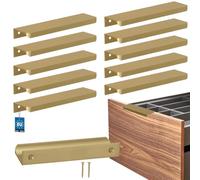 KOTARBAU® Poignée de meuble 148 mm - En zinc - Or mat | Lot de 10 poignées d'armoire de cuisine, espacement des trous 128 mm, poignées de tiroir, poignées d'armoire