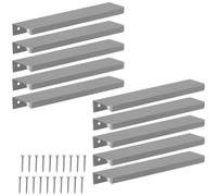 KOTARBAU® Poignée de meuble 180 mm - En zinc - Argenté mat | Lot de 10 poignées d'armoire de cuisine, espacement des trous 160 mm, poignées de tiroir, poignées d'armoire