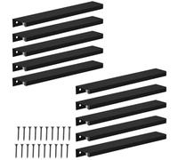 KOTARBAU® Poignée de meuble 212 mm - En zinc - Noir | Lot de 10 poignées d'armoire de cuisine, espacement des trous 192 mm, poignées de tiroir, poignées d'armoire