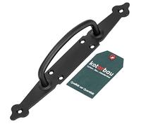KOTARBAU® Poignée de porte 270 mm en fer forgé - Poignée de porte noire en acier - Poignée de porte en acier - Poignée de porte coulissante - Poignée de porte coulissante - Poignée de porte de grange