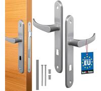 KOTARBAU poignée de Porte 72 mm Gauche Droite Serrure à Embout Argent Ensemble de Porte Garniture de Porte poignée de Porte poignée de Porte Ensemble de poignées Porte de Chambre Plaque Longue alu