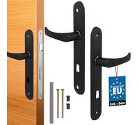 KOTARBAU poignée de Porte 72 mm Gauche Droite Serrure à Embout Noir Ensemble de Porte Garniture de Porte poignée de Porte poignée de Porte Ensemble de poignées Porte de Chambre Plaque Longue alu