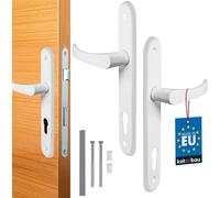 KOTARBAU® Poignée de porte 90 mm gauche droite pour cylindre profilé blanc Garniture de porte Ferrure de porte Béquille de porte Garniture de porte de chambre Béquille en aluminium