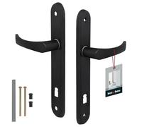 KOTARBAU poignée de Porte 90 mm Gauche Droite Serrure à Embout Noir Ensemble de Porte Montage de Porte poignée de Porte poignée de Porte Ensemble de poignée de Chambre Porte Longue Plaque alu