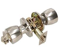 KOTARBAU® Bouton de porte avec serrure Bouton rotatif en métal Cylindre Verrouillage Rond Poignée de porte Verrouillage rotatif Serrure à poignée avec 3 clés Rosette Serrure à encastrer Chrome