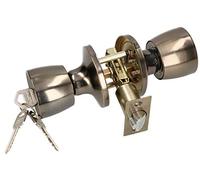 KOTARBAU Pommeau de porte avec serrure en métal - Verrouillage rond - Poignée de porte rotative - Serrure à 3 clés - Rosace - Serrure à mortaise (patine)