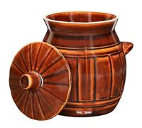 KOTARBAU® Pot à Choucroute 2,7 L, Pot Fermentation avec Couvercle | Jarre de Fermentation en Grès, pour Choucroute et Cornichons, Marron