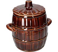 KOTARBAU® Pot à Choucroute 3,2 L, Jarre de Fermentation avec Couvercle | Fermentation Pot en Grès, pour Choucroute, Kimchi, Concombres et Fruits, Marron