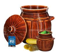 KOTARBAU® Pot à Choucroute 3,7 L, Pot Fermentation avec Couvercle | Jarre de Fermentation en Grès, pour Choucroute et Cornichons, Marron