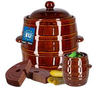 KOTARBAU® Pot à Choucroute 8 L, Fermentation Pot avec Couvercle et Poids | Pot a Choucroute, avec Rigole d'eau, pour Kimchi et Légumes, Grès, Marron