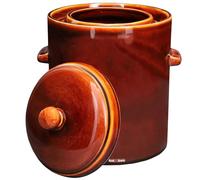 KOTARBAU® Pot de Fermentation 10 L Marron Pot en Grès avec Couvercle Hermétique Rigole d'Eau pour Choucroute Cornichons Conserve Tonneau en Céramique
