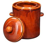 KOTARBAU® Pot de fermentation, 5 litres, marron en grès porcellanique avec couvercle hermétique, pot à concombre, concombre, casserole en céramique avec gouttière d'eau