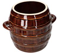 KOTARBAU® Pot de fermentation en céramique 2,5 L pour cornichons et choucroute - Pot en céramique - Pot en argile émaillée marron