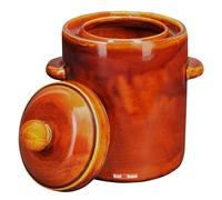 KOTARBAU Pot De Fermentation En Grès Marron 2,5 L Avec Couvercle Hermétique Tonnel En Céramique Avec Rigole D'eau Pour Choucroute Cornichons Conserve