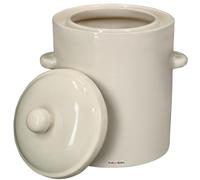 KOTARBAU® Pot de fermentation pour choucroute - 5 l - Avec couvercle - En faïence - Pour fermenter - Fût de choucroute - Pot à concombre - En faïence - Pot à rhum - Pot en pierre - Kimchi - Récipient
