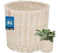 KOTARBAU® Pot De Fleur en Osier pour Balcon Blanc 25x23cm Cache Pot Plante Interieur | Cache-Pots De Fleurs | Cache-Pot Osier | Panier Plante | Panier Osier Plante | Cache Pot Rotin | Grand Cache Pot