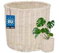 KOTARBAU® Pot De Fleur en Osier pour Balcon Blanc 33x28cm Cache Pot Plante Interieur | Cache-Pots De Fleurs | Cache-Pot Osier | Panier Plante | Panier Osier Plante | Cache Pot Rotin | Grand Cache Pot