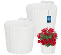 KOTARBAU® Pot de Fleur Exterieur, Jardiniere Balcon avec Support ⌀ 15cm | Lot de 2, Jardiniere Exterieur, Bac Jardiniere Exterieur, Jardiniere Plastique,Blanc