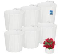 KOTARBAU® Pot de Fleur Exterieur, Jardiniere Balcon avec Support ⌀ 15cm | Lot de 6, Jardiniere Exterieur, Bac Jardiniere Exterieur, Jardiniere Plastique,Blanc