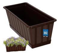 KOTARBAU® Pot de Fleur Exterieur - Jardinières Exterieur - PVC - 40 x 18 x 14 cm - Brun - Jardinière Balcon - Rectangulaire - avec Soucoupe - Bac à Fleurs