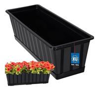 KOTARBAU® Pot de Fleur Exterieur - Jardinières Exterieur - PVC - 50 x 18 x 14 cm - Anthracite - Jardinière Balcon - Rectangulaire - avec Soucoupe - Bac à Fleurs