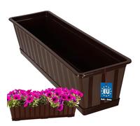 KOTARBAU® Pot de Fleur Exterieur - Jardinières Exterieur - PVC - 60 x 18 x 14 cm - Brun - Jardinière Balcon - Rectangulaire - avec Soucoupe - Bac à Fleurs