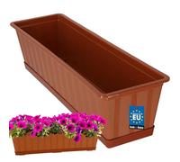 KOTARBAU® Pot de Fleur Exterieur - Jardinières Exterieur - PVC - 60 x 18 x 14 cm - Terracotta - Jardinière Balcon - Rectangulaire - avec Soucoupe - Bac à Fleurs