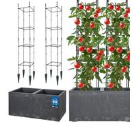 KOTARBAU® Pot de Fleur Exterieur Pot de Plante Treillis Plante Grimpante 58x29x29cm Effet Béton avec Bac Intérieur Marengo 21x21x120cm PVC