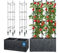 KOTARBAU® Pot de Fleur Exterieur Pot de Plante Treillis Plante Grimpante 58x29x29cm Effet Béton avec Bac Intérieur Anthracite 21x21x120cm PVC