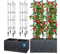 KOTARBAU® Pot de Fleur Exterieur Pot de Plante Treillis Plante Grimpante 58x29x29cm Effet Béton avec Bac Intérieur Anthracite 21x21x120cm PVC