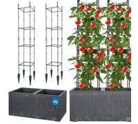 KOTARBAU® Pot de Fleur Exterieur Pot de Plante Treillis Plante Grimpante 58x29x29cm Effet Béton avec Bac Intérieur Marengo 21x21x120cm PVC